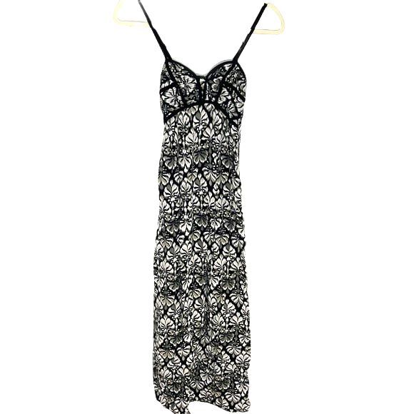 Xhilaration Leaf Print Pattern Spaghetti Strap Maxi Dress Black Size Xsmall - Picture 2 of 11